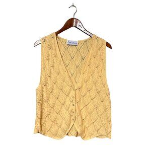 Vintage Cotton Forever Buttercup Yellow Pointelle Knit Vest